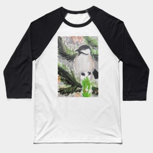 Black Capped Chickadee Baseball T-Shirt